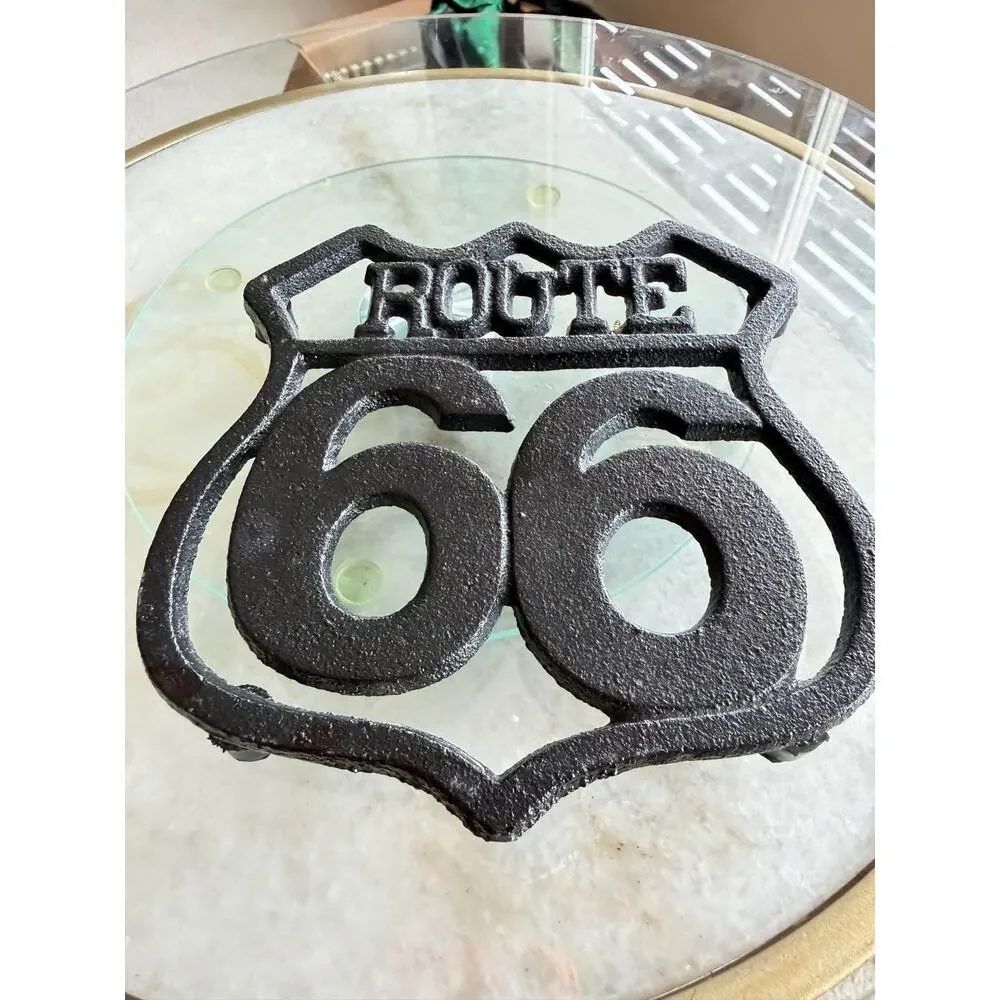 Route 66 Cast Iron Trivet 2026 Centennial Americana Kitchen Decor 6 Inch
